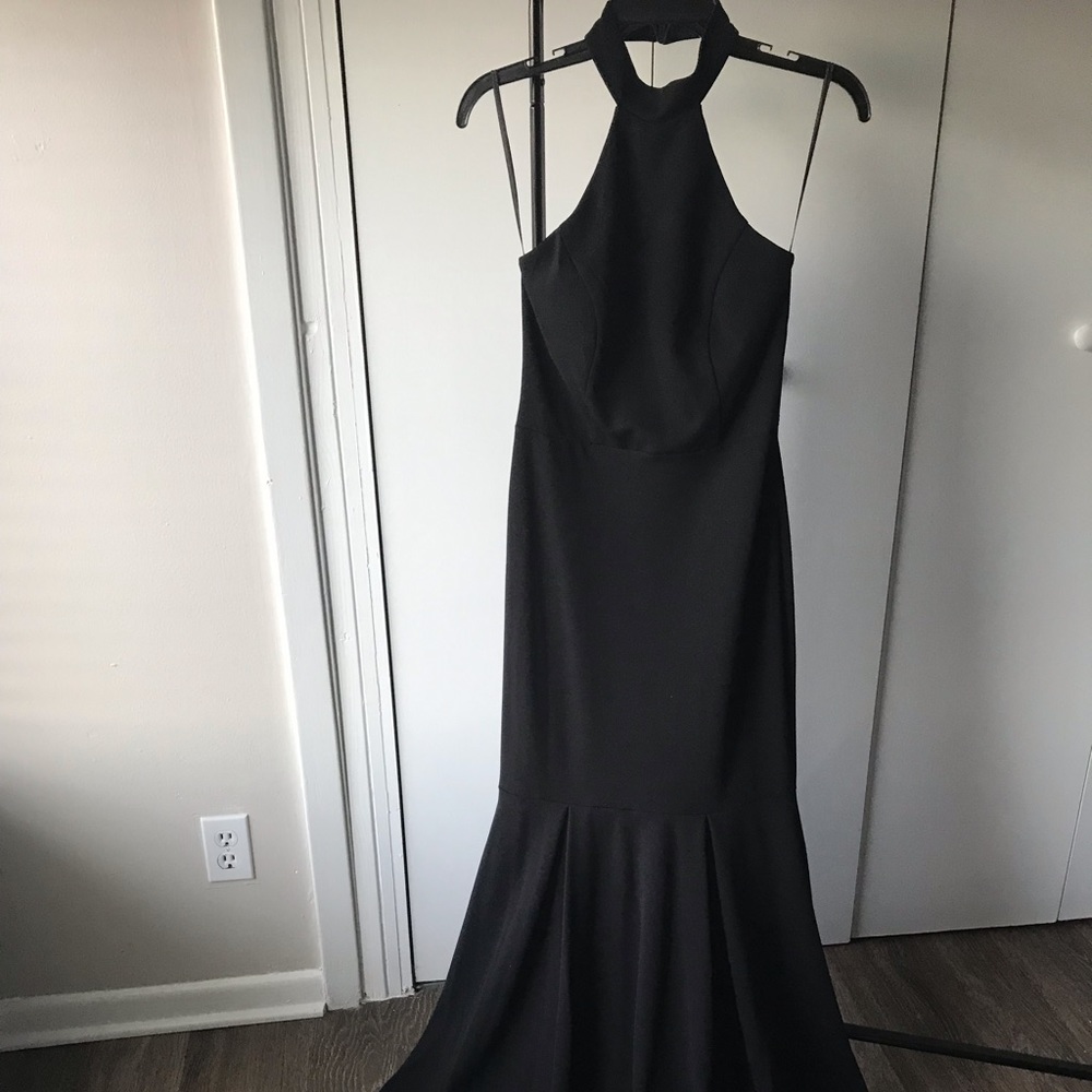 Black halter formal long dress